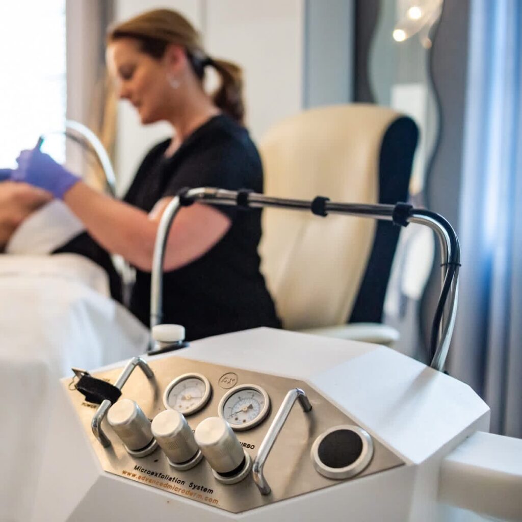 A woman's face receiving